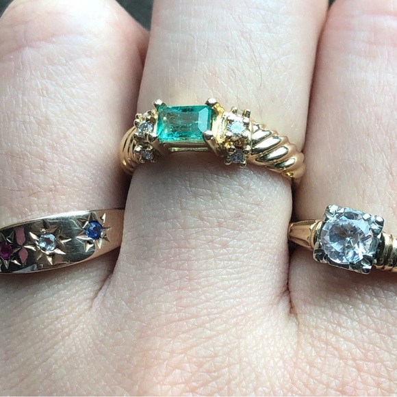 Emerald and diamond 14k ring - Picture 9 of 9